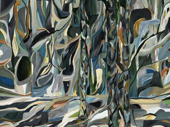 Leaves 5 Mexico was created through photographs of plants and flowers in nature in Mexico and than expressed through acrylic paint on canvas