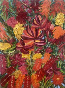India Garden 5 with bottlebrush and frangipani flowered trees