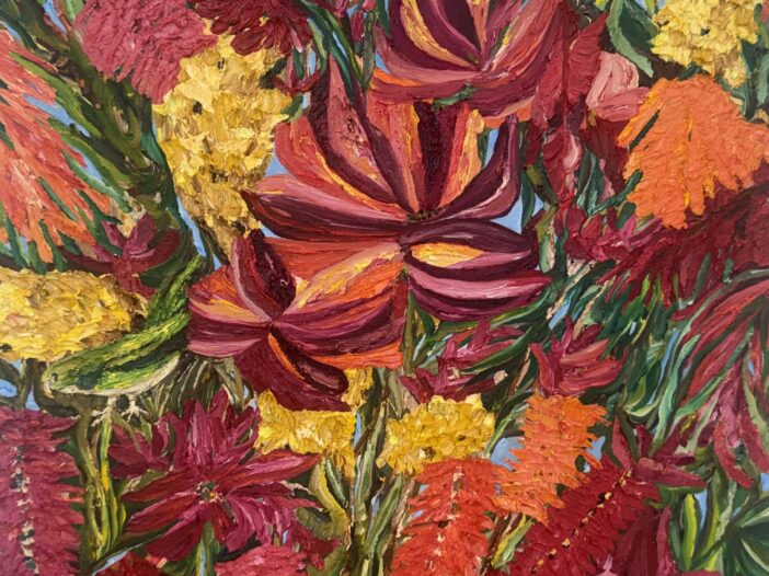 India Garden 5 with bottlebrush and frangipani flowered trees